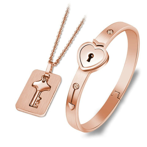 Remarkable Lock Key Bracelet-Necklace Set