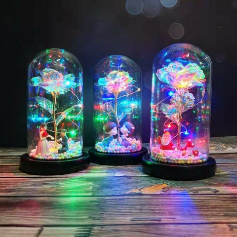 Enchanted Rose Light In Glass Dome