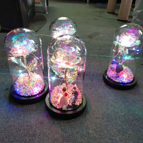 Enchanted Rose Light In Glass Dome