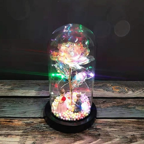 Enchanted Rose Light In Glass Dome