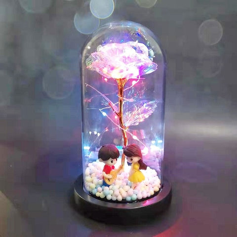 Enchanted Rose Light In Glass Dome