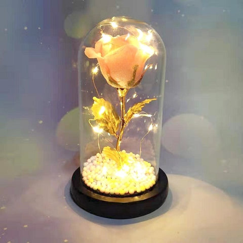 Enchanted Rose Light In Glass Dome